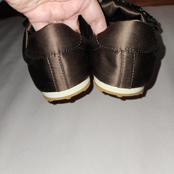 Anthropologie Jeffrey Campbell Shelter Sneakers Brown Satin Black Beaded 10 - Picture 8 of 10